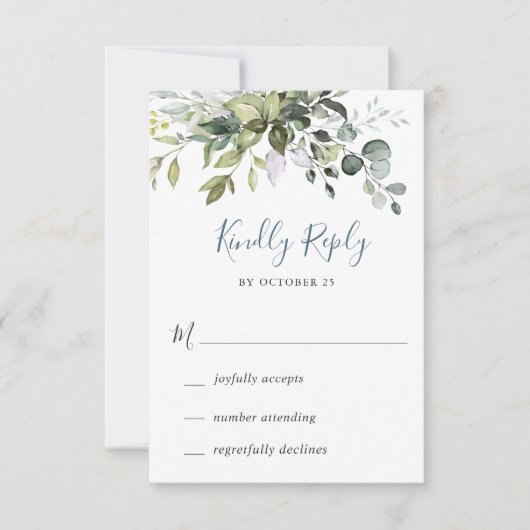 Waterverf Eucalyptus Greenery Wedding RSVP Kaart (Voorkant)
