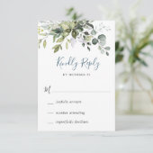 Waterverf Eucalyptus Greenery Wedding RSVP Kaart (Staand voorkant)