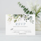 Waterverf Eucalyptus Greenery Wedding RSVP Kaart (Staand voorkant)