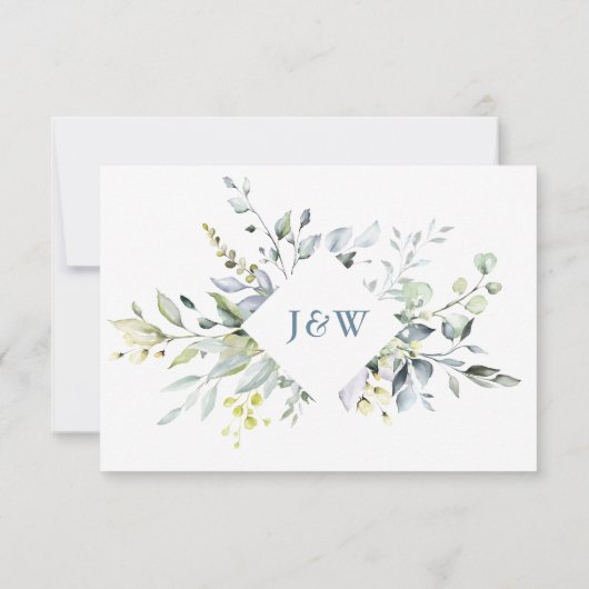 Waterverf Eucalyptus Greenery Wedding RSVP Kaart (Achterkant)