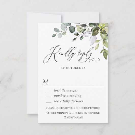 Waterverf Eucalyptus Greenery Wedding RSVP Kaart (Voorkant)
