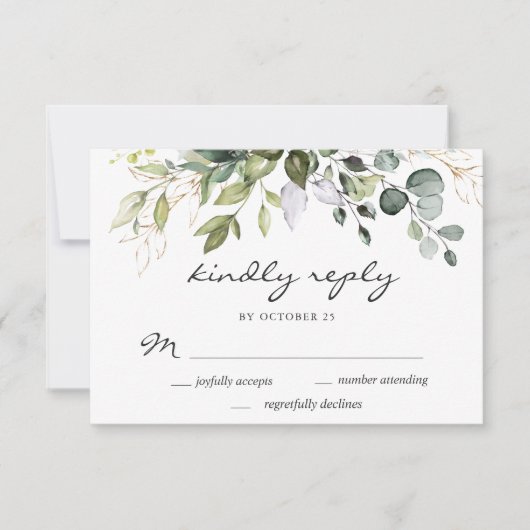 Waterverf Eucalyptus Greenery Wedding RSVP Kaartje (Voorkant)