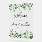Waterverf Eucalyptus Greenery Wedding Welkom Acryl Bord (Hoek)