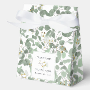 Waterverf Eucalyptus groen bloesems bruiloft Bedankdoosjes