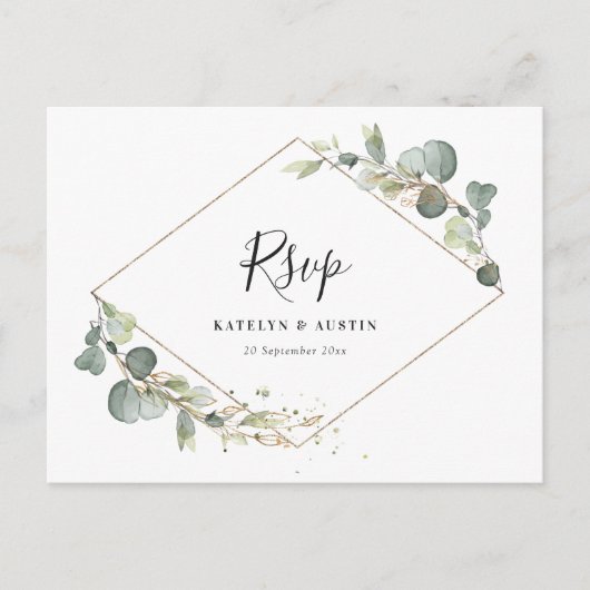 Waterverf eucalyptus groen bruiloft RSVP Briefkaart (Voorkant)