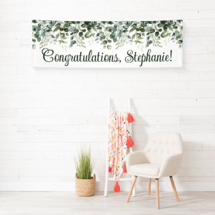 Waterverf Eucalyptus Groen Gefeliciteerd Spandoek
