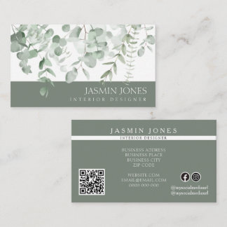 Waterverf Eucalyptus Groen Interieur Ontwerper Visitekaartje