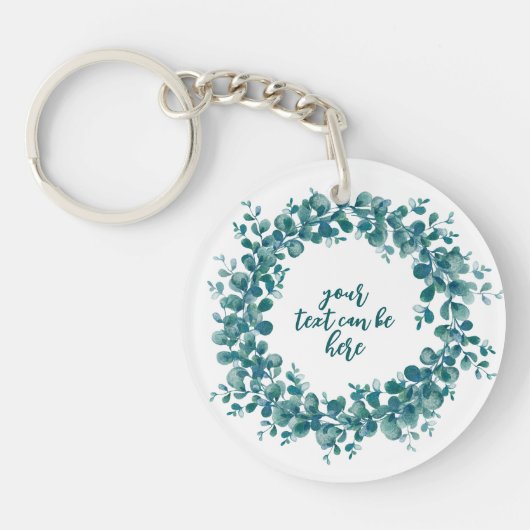 Waterverf eucalyptus groen krans sleutelhanger (Voorkant)
