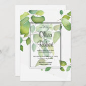 Waterverf eucalyptus groen loof bruiloft kaart (Voorkant / Achterkant)