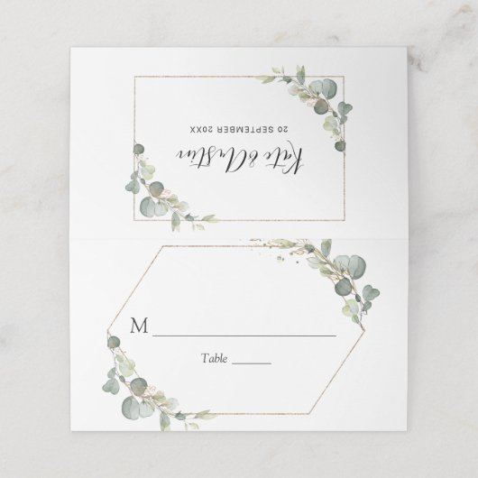 Waterverf eucalyptus groen trouwtafel (Buitenkant ongevouwen)