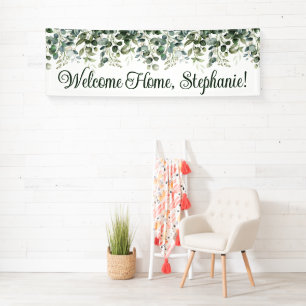 Waterverf Eucalyptus groen welkom thuis lang Spandoek