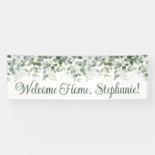 Waterverf Eucalyptus groen welkom thuis lang Spandoek (Horizontaal)