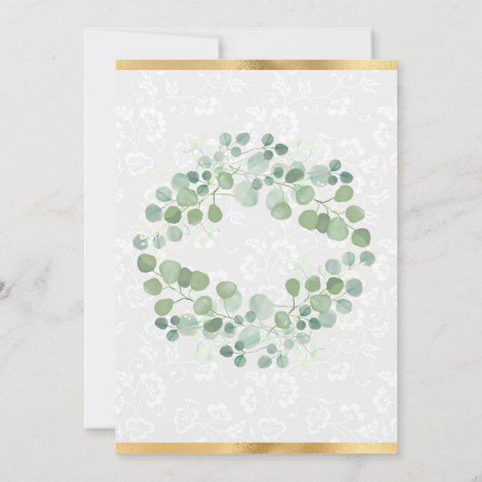 Waterverf Eucalyptus Groene Bruidsdouche Kaart (Achterkant)