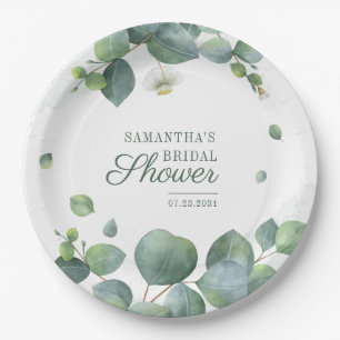 Waterverf Eucalyptus Groene Bruiloft Feest Papieren Bordje