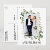 Waterverf Eucalyptus Groene Huwelijks Dankjewel Briefkaart (Voorkant / Achterkant)