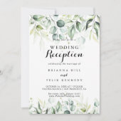Waterverf Eucalyptus Groene Huwelijksreceptie Kaart (Voorkant)