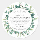 Waterverf Eucalyptus Groene Kruiden Ingredienten E Ronde Sticker (Voorkant)