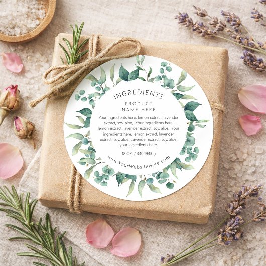 Waterverf Eucalyptus Groene Kruiden Ingredienten E Ronde Sticker
