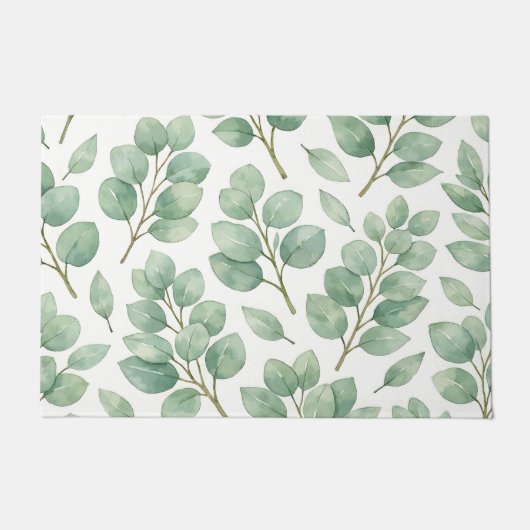 Waterverf Eucalyptus Groene Patroon Deurmat (Voorkant)