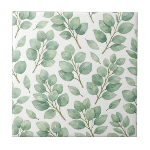 Waterverf Eucalyptus Groene Patroon Tegeltje