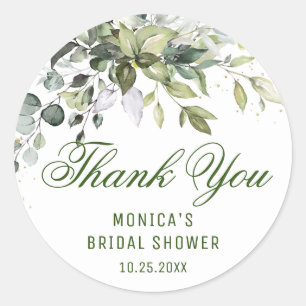 Waterverf Eucalyptus Groene Plant Dank Je Wel Naam Ronde Sticker