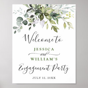 Waterverf Eucalyptus Groene Verlovingsfeest Poster