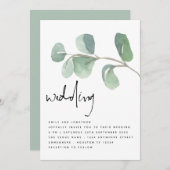 Waterverf Eucalyptus Informal Script Weddenschap Kaart (Voorkant / Achterkant)