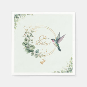Waterverf Eucalyptus Kolibrie Baby Shower Servet