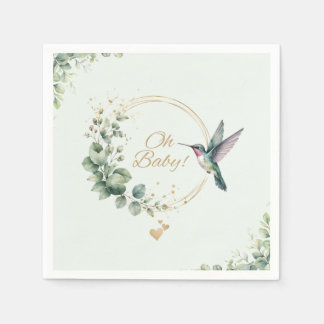Waterverf Eucalyptus Kolibrie Baby Shower Servet