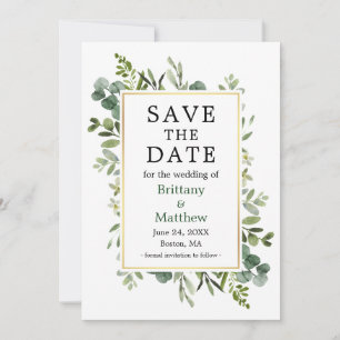 Waterverf Eucalyptus laat botanische groen over Save The Date