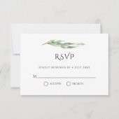 Waterverf Eucalyptus laat gouden bruinwortel achte RSVP Kaartje (Voorkant)