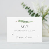 Waterverf Eucalyptus laat gouden bruinwortel achte RSVP Kaartje (Staand voorkant)