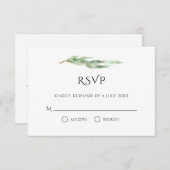 Waterverf Eucalyptus laat gouden bruinwortel achte RSVP Kaartje (Voorkant / Achterkant)