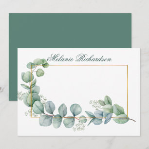 Waterverf Eucalyptus laat groen Lijst achter Notitiekaartje