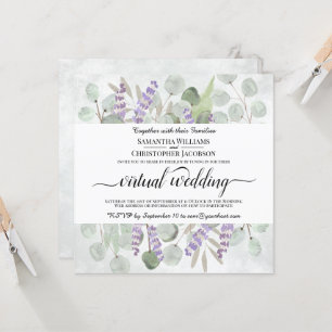 Waterverf Eucalyptus & Lavendel Virtual Wedding Kaart