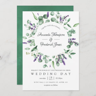Waterverf Eucalyptus Lavender Greenery Wedding Kaart