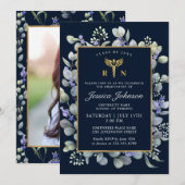 Waterverf Eucalyptus Lavender Nursing Afstuderen Kaart (Voorkant / Achterkant)