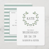 Waterverf Eucalyptus Leaf Lijst | Bridesmaid Kaart (Voorkant / Achterkant)