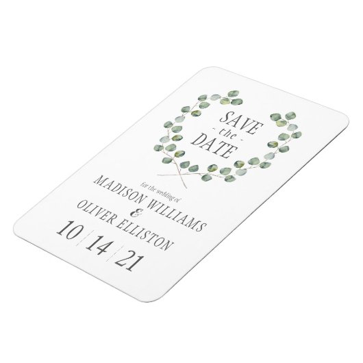 Waterverf Eucalyptus Leaf Lijst | Datum opslaan Magneet (Linkerzijde)