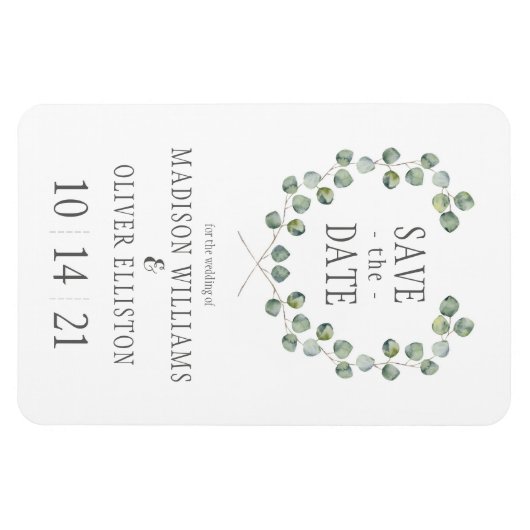 Waterverf Eucalyptus Leaf Lijst | Datum opslaan Magneet (Horizontaal)