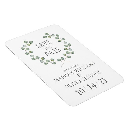 Waterverf Eucalyptus Leaf Lijst | Datum opslaan Magneet (Rechterzijde)