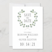 Waterverf Eucalyptus Leaf Lijst | Datum opslaan Magnetische Uitnodiging (Voorkant)