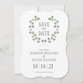 Waterverf Eucalyptus Leaf Lijst | Datum opslaan Save The Date (Voorkant)