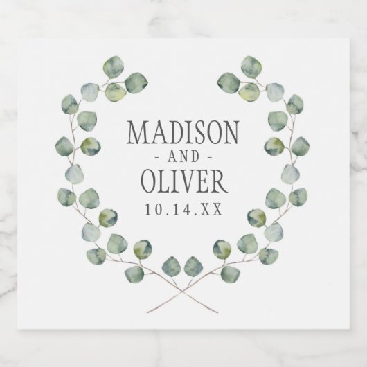 Waterverf Eucalyptus Leaf Lijst | Weddenschap Bier Etiket (Enkel label)