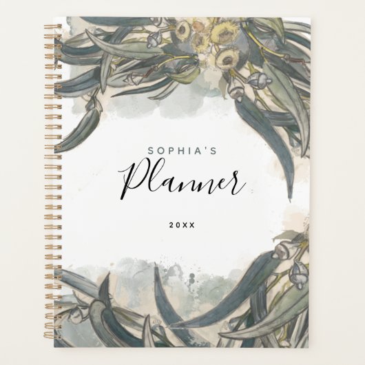 Waterverf Eucalyptus Leaves Greenery Planner (Voorkant)