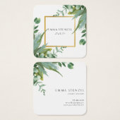Waterverf Eucalyptus Leaves Square Visitekaartje (Voorkant /achterkant)