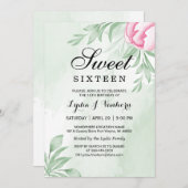 Waterverf Eucalyptus Leaves Sweet 16 Birthday Kaart (Voorkant / Achterkant)