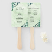 Waterverf Eucalyptus Leaves Wedding Program Handwaaier (Voorkant en achterkant)