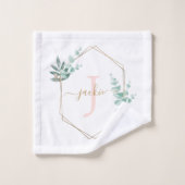 Waterverf Eucalyptus Lijst Monogram Bad Handdoek (Wasdoekje)
