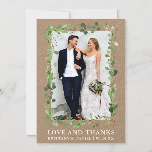 Waterverf Eucalyptus Love Bedankt Wedding Kraft (Voorkant)